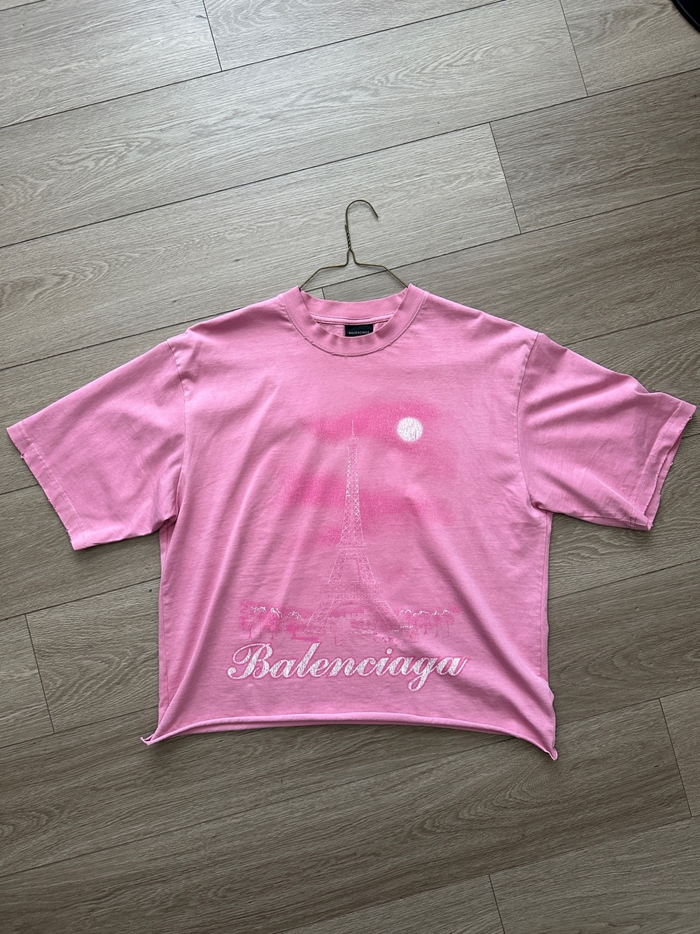 Balenciaga Pink Eiffel Tower Logo Tee